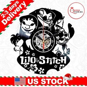 Lilo and Stitch Vinyl Clock Disney Wall Decor Gift
